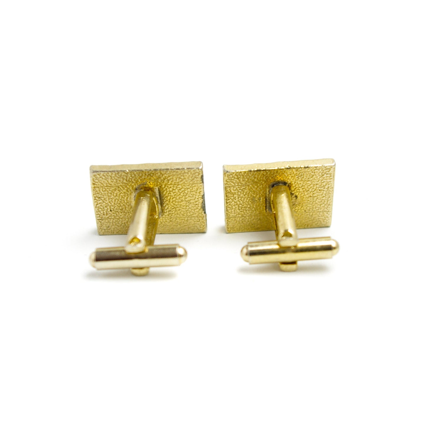 Vintage 1980s Mother of Pearl and Gold Tone Metal Shell Rectangle Cufflinks - 80 Gold White Shell Unisex Cufflinks - Fathers Day Gift