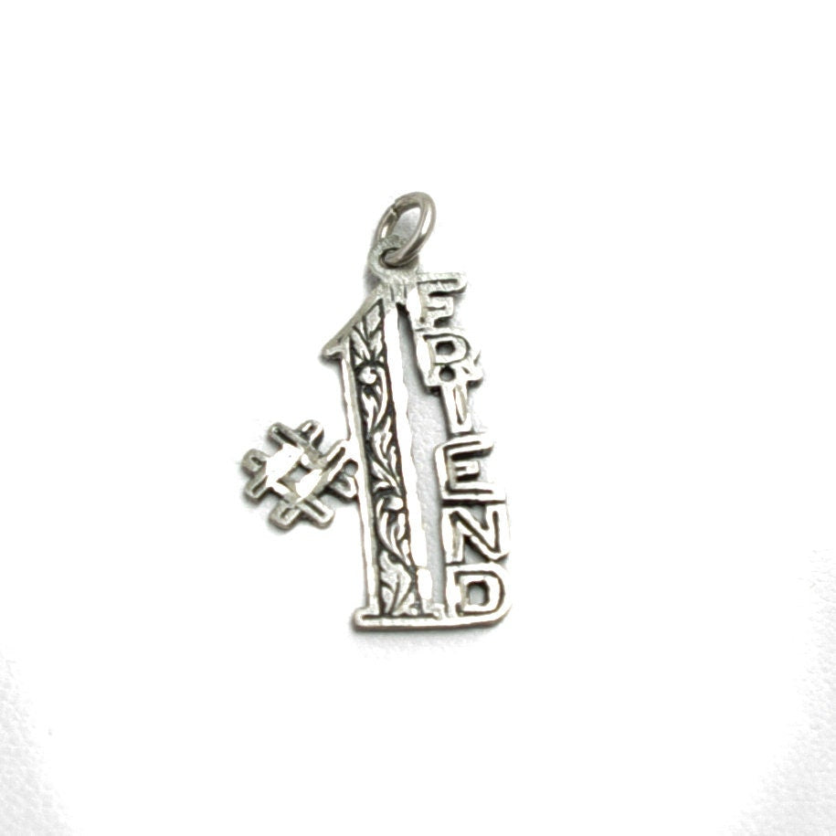 Vintage 1990s Number 1 Friend Silver Charm - Sterling #1 Friend Charm - 90s Silver Charm - Friendship Charm - Best Friends Charm