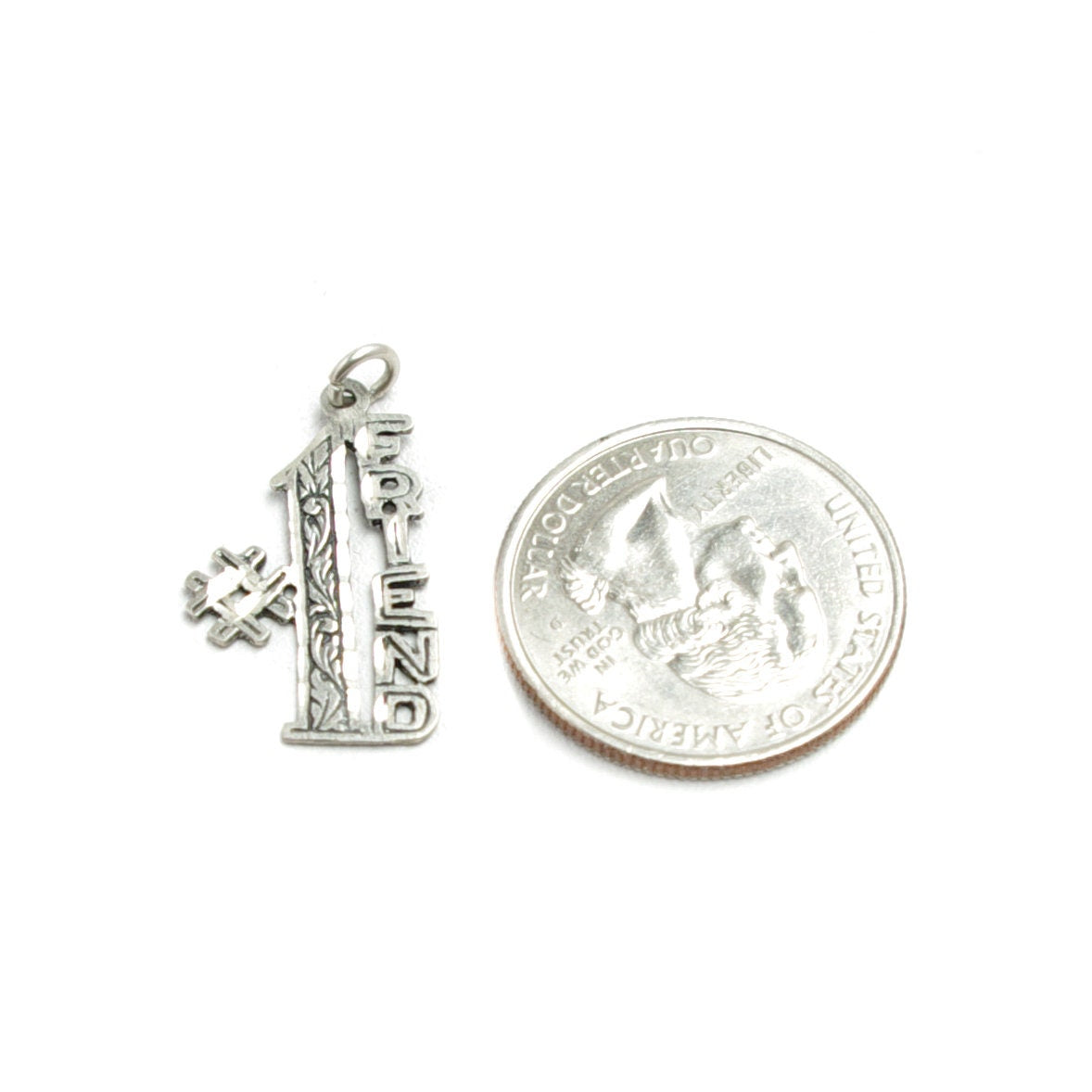 Vintage 1990s Number 1 Friend Silver Charm - Sterling #1 Friend Charm - 90s Silver Charm - Friendship Charm - Best Friends Charm