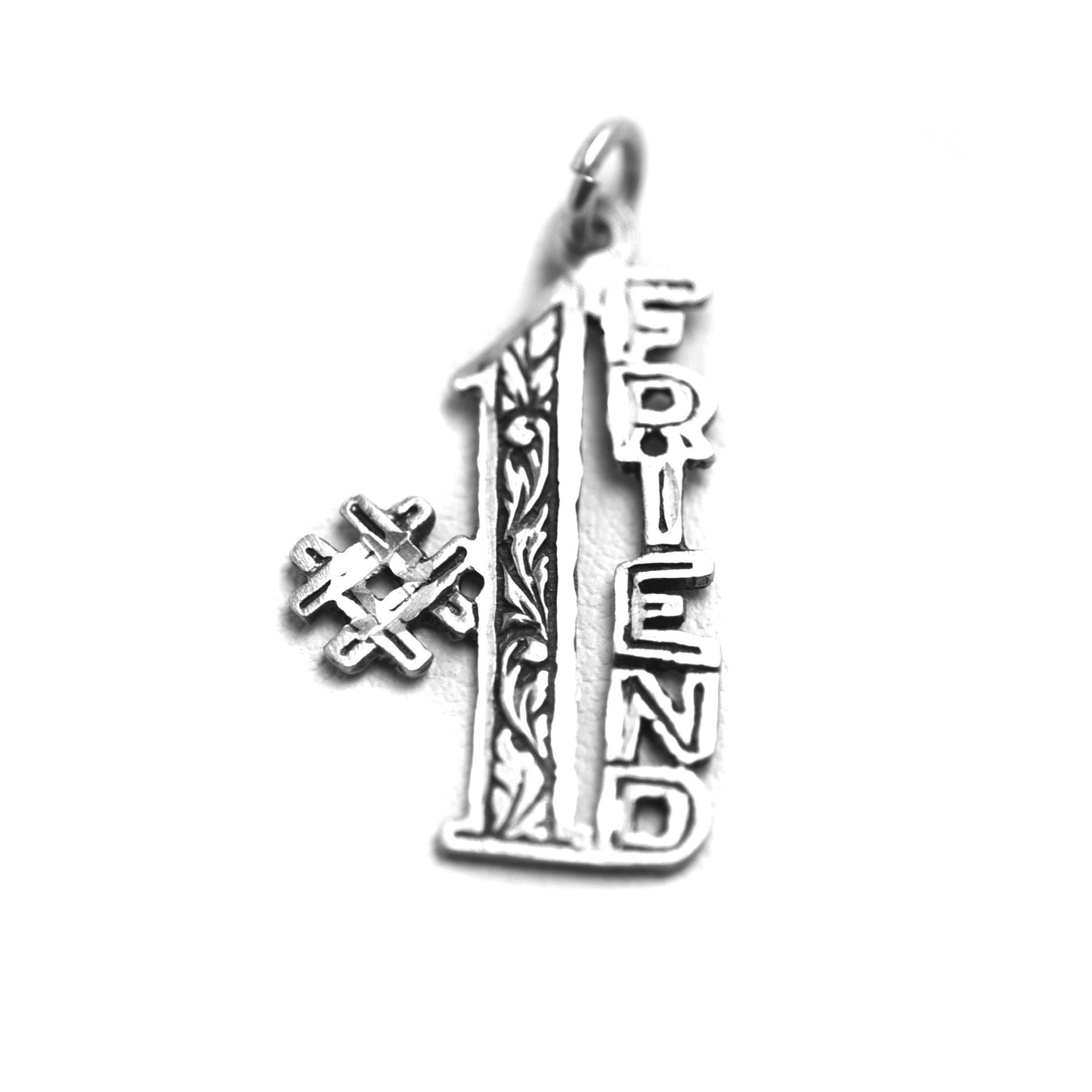 Vintage 1990s Number 1 Friend Silver Charm - Sterling #1 Friend Charm - 90s Silver Charm - Friendship Charm - Best Friends Charm