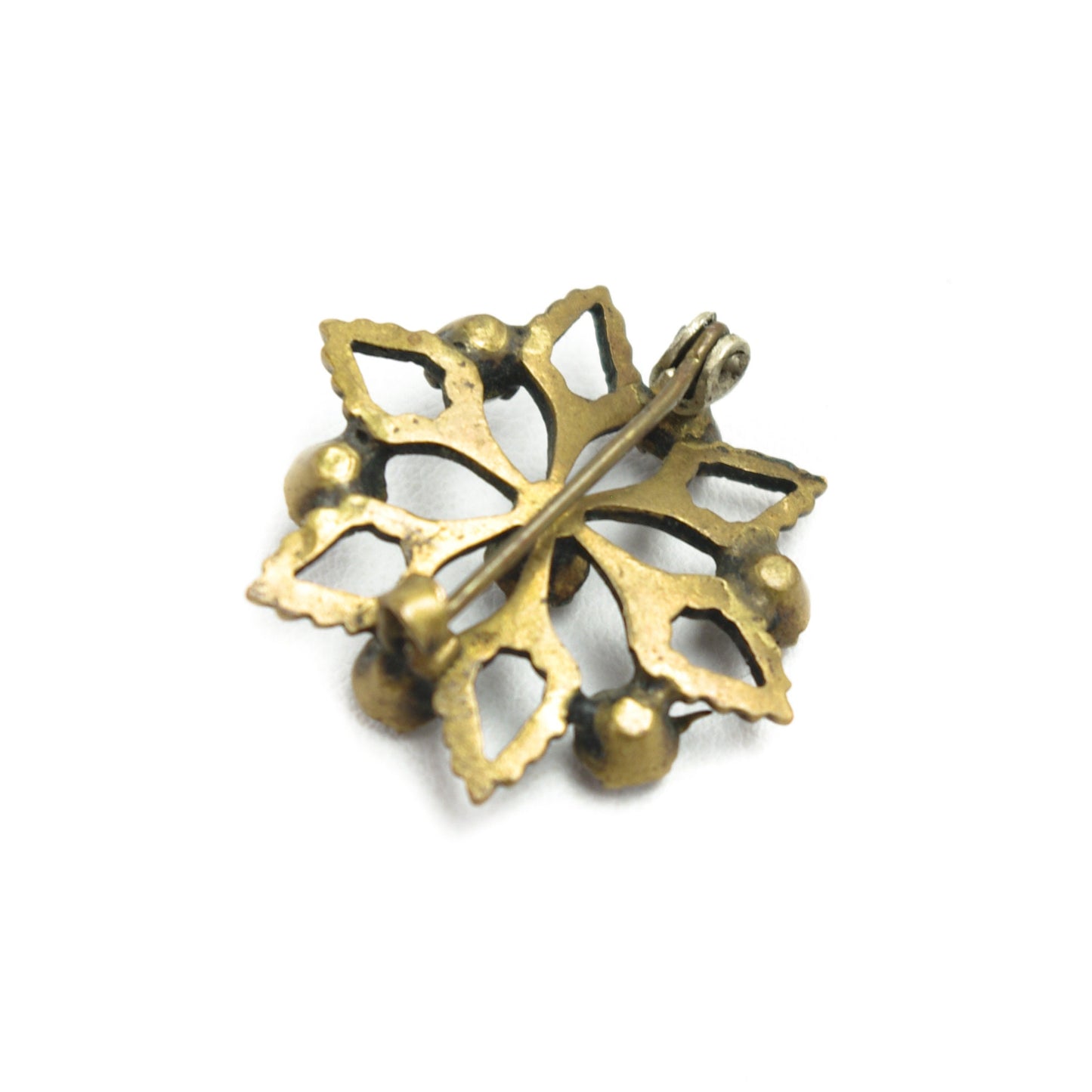 Antique 1900s Victorian Gold Filled and Imitation Pearl Snowflake Brooch - Imitation Pearl Victorian Flower Pin Brooch