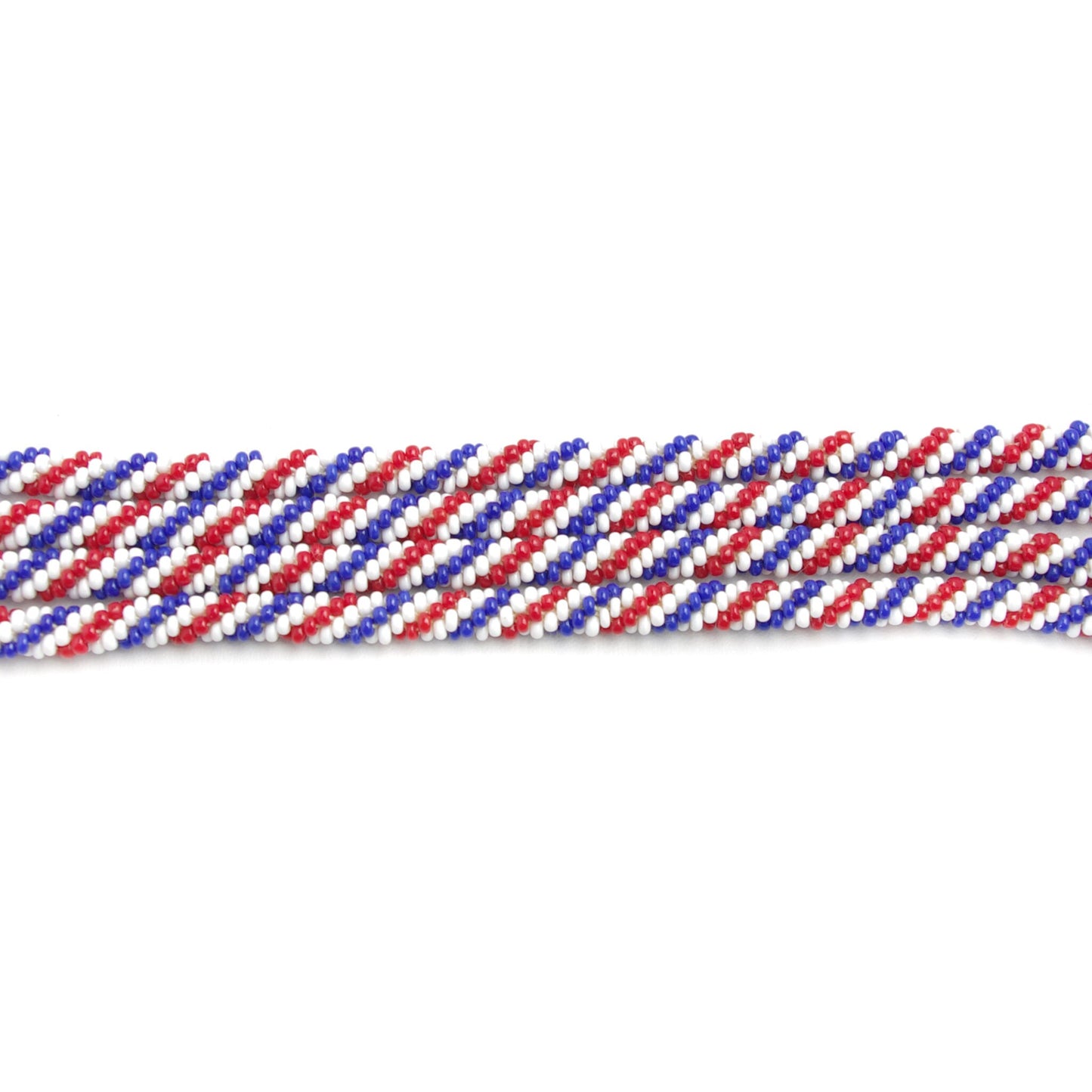 Vintage 1920s Art Deco Red, White, and Blue Patriotic Seed Bead Flapper Rope 58.5" Necklace - 20s Deco Beaded Long Necklace - 4th of July