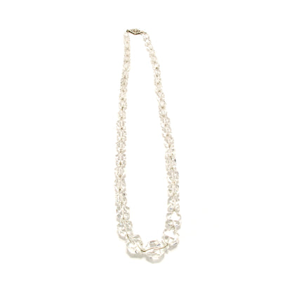 Vintage 1920s Art Deco Graduated Bead 14K White Gold and Faceted Lead Glass 19" Necklace