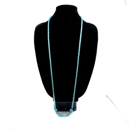 Antique 1920s Art Deco Turquoise Bead Necklace - 20s Deco Blue Seed Bead Venetian Wedding Cake Flapper Long 42" Necklace - Gatsby necklace