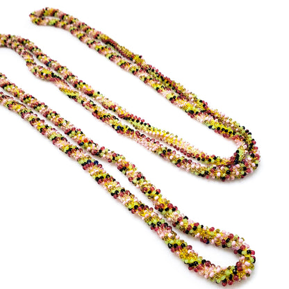 Vintage 1920s Art Deco Rope Colorful Glass Seed Beaded Long Flapper 68" Necklace