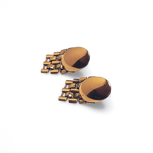 Vintage Copper Earrings - 1950s Mid Century Copper Dangle Earrings- Non Pierced Screw Back Earrings