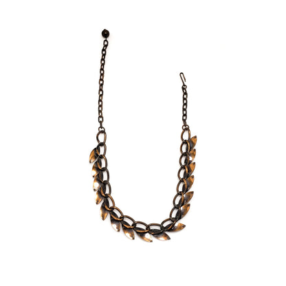 Vintage 1960s Leaf Copper Necklace - Mid Century Modern Leaf Abstract 18" Necklace - Adjustable Copper Necklace for Fall