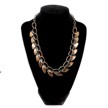 Vintage 1960s Leaf Copper Necklace - Mid Century Modern Leaf Abstract 18" Necklace - Adjustable Copper Necklace for Fall