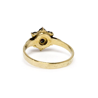 Vintage 1960s Red Rose Cut Pyrope Garnet and Gold Plated Sterling Ring Size 7.5