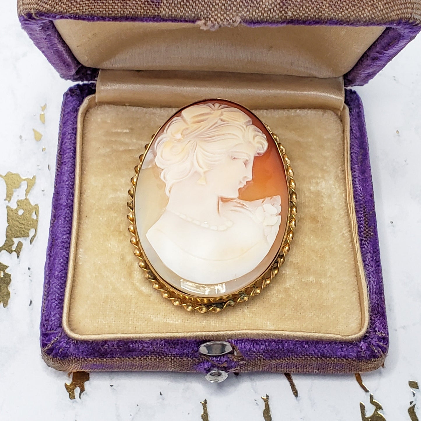 Vintage Pink Cameo Brooch, Pendant - 1930s Shell Cameo and Gold Filled Metal - Woman Cameo Brooch Pendant Combo Jewelry