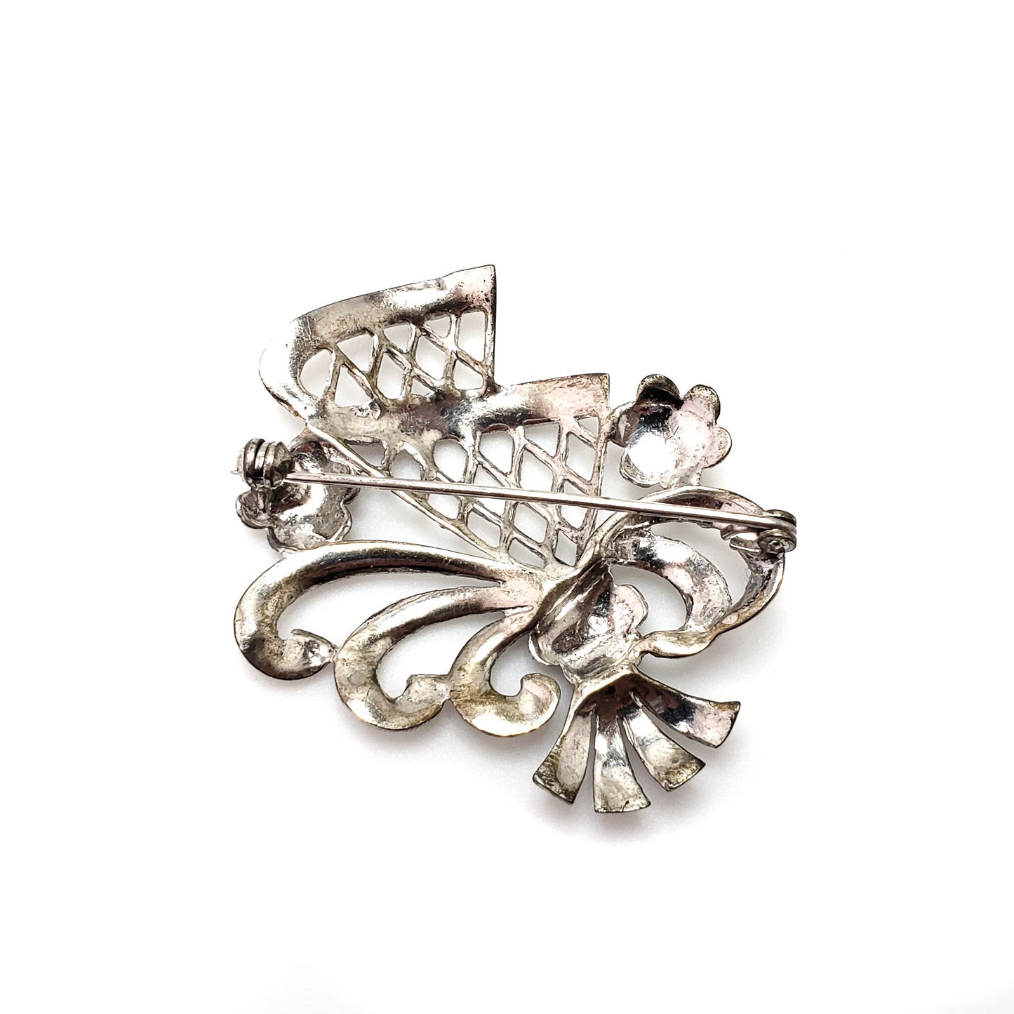 Antique 1920s Marcasite, Silver Brooch - Art Deco Austrian Marcasite and 835 Silver Floral Spray Figural Brooch - Deco Marcasite Pin