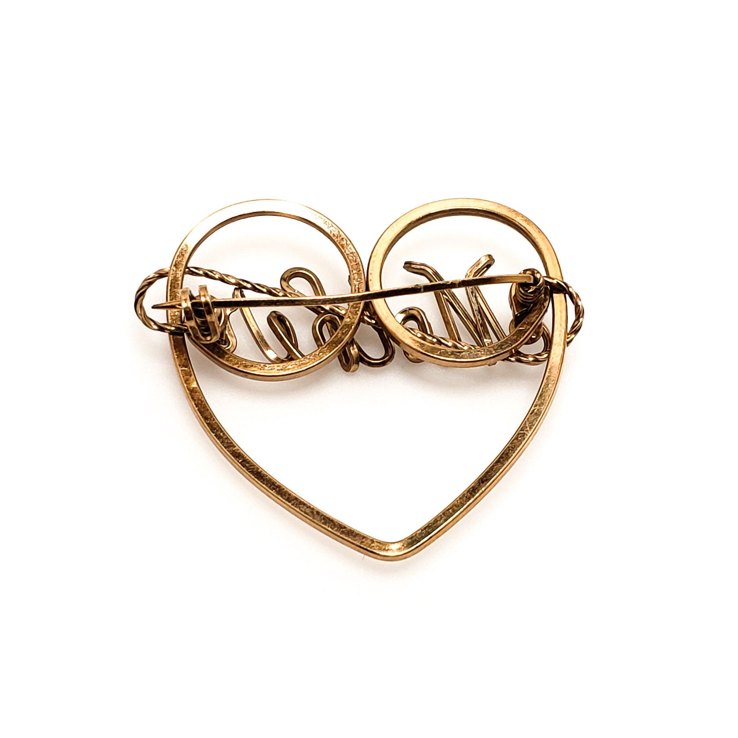 Vintage 1950s MOTHER Wirework Heart Rose Gold Fill Brooch - 50s Mom Rose Gold Brooch - Gifts for Mothers Day