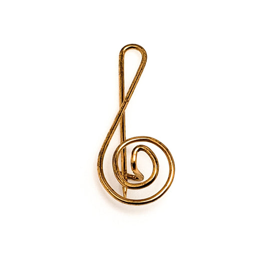 Vintage 1950s Rose Gold Filled Treble Clef Music Note Brooch - 50s Musical Note Brooch - Gifts for Musicians