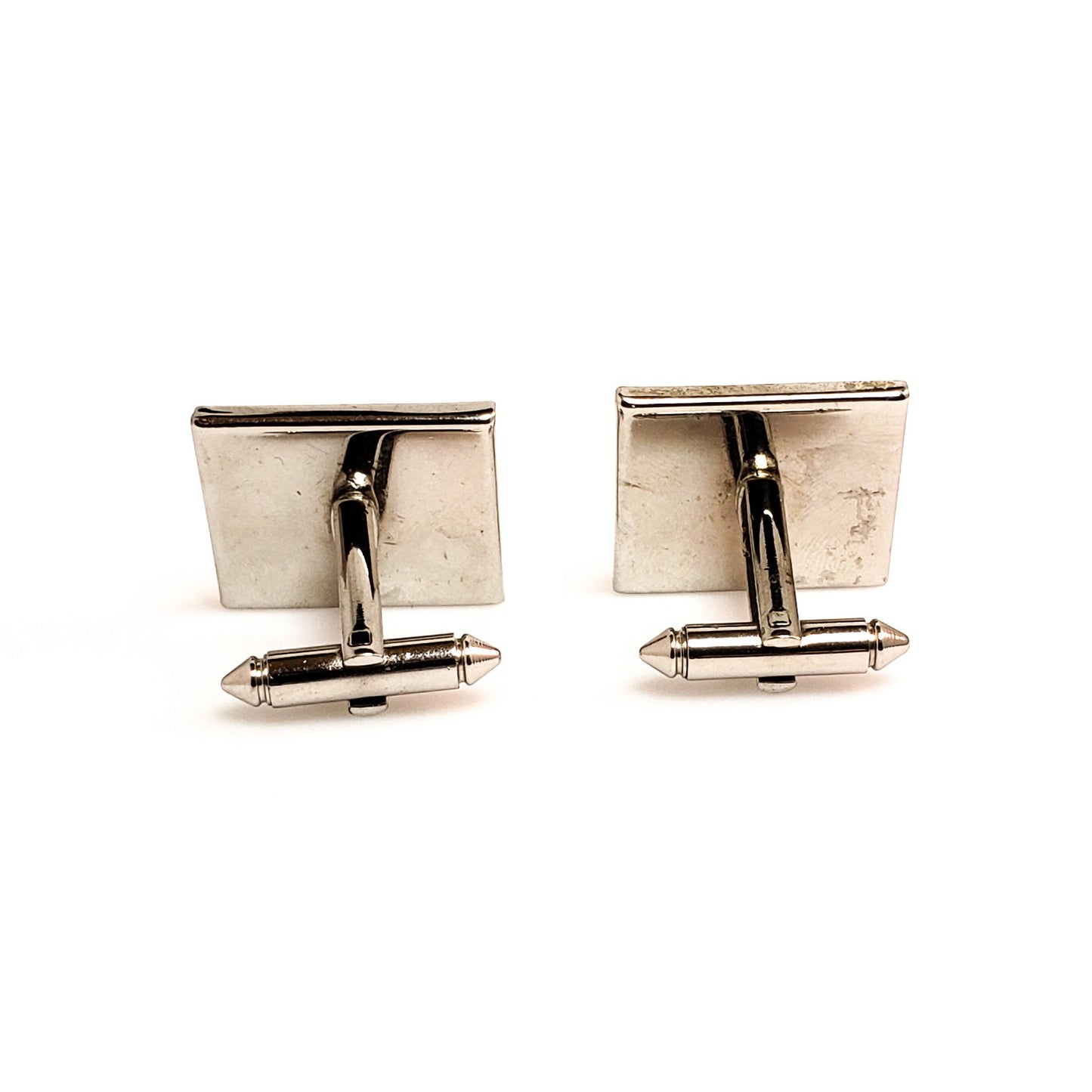 Vintage 1950s PIONEER Black and White Mother of Pearl and Silver Tone Cufflinks - 50s Mid Century Unisex Shell Cuff Links