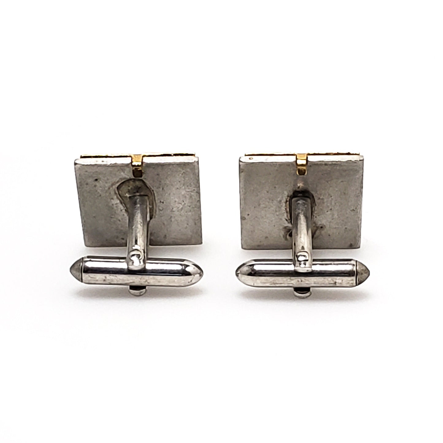 Vintage 1980s Cufflinks - Brass and Silver Tone Cufflinks - Unisex Suit and Tie Accessories