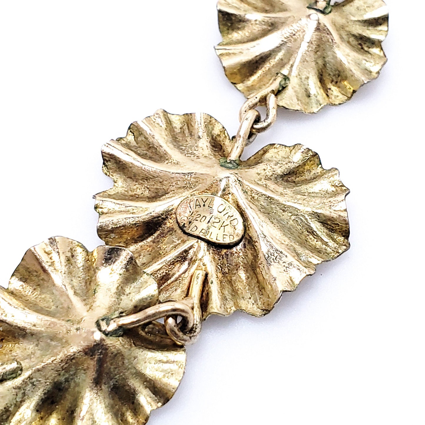 Vintage 1940s TAYLORD Yellow Gold Filled Leaf Necklace - 40s Retro Gold Filled Foliate Choker 16" Necklace - Vintage Necklace for Fall