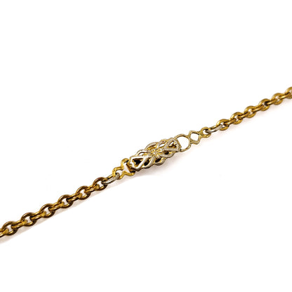 Antique 1900s Edwardian Three Leaf Clover Red Paste Gold Fill Choker 16" Necklace