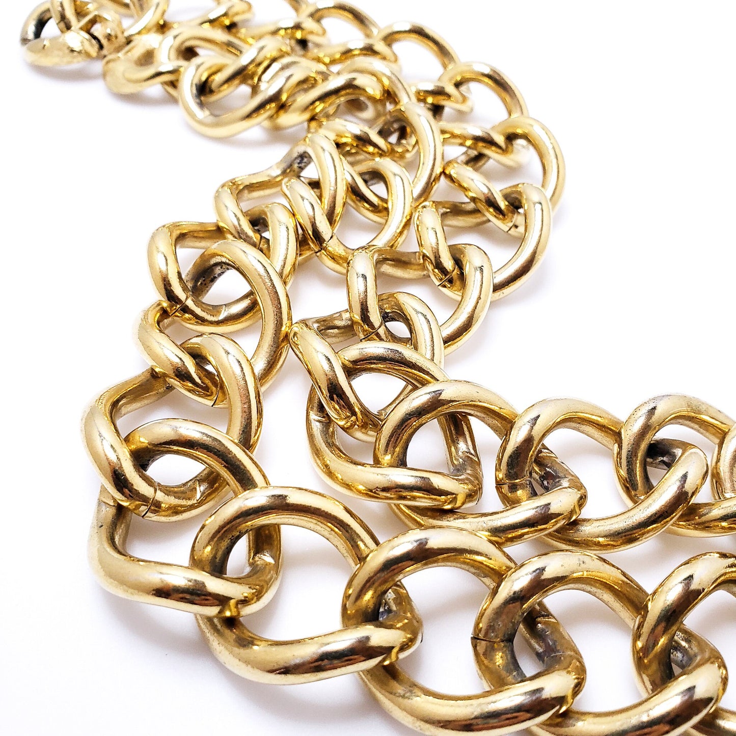 Vintage 1970s MONET Chunky Gold Tone Long Necklace - 70s Yellow Gold Cable Chain Necklace - Vintage Statement Necklace