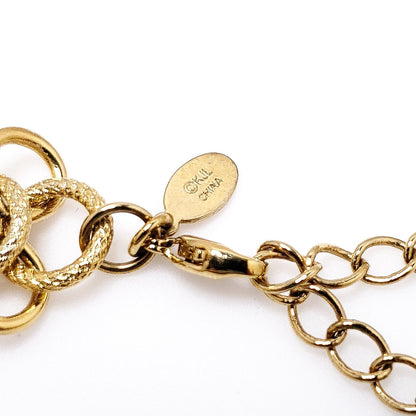 Vintage 1990s KENNETH JAY LANE Gold Plate Collar 18" Necklace - Vintage 90s Designer Yellow Gold Plate Bubble Statement Necklace