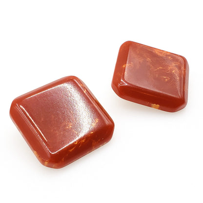 Vintage 1930s Red and Yellow Molted Mismatched Clip On Bakelite Statement Non Pierced Earrings