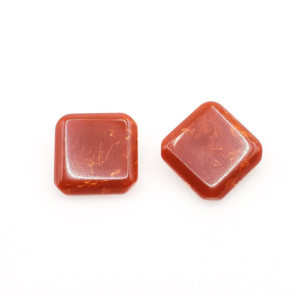 Vintage 1930s Red and Yellow Molted Mismatched Clip On Bakelite Statement Non Pierced Earrings