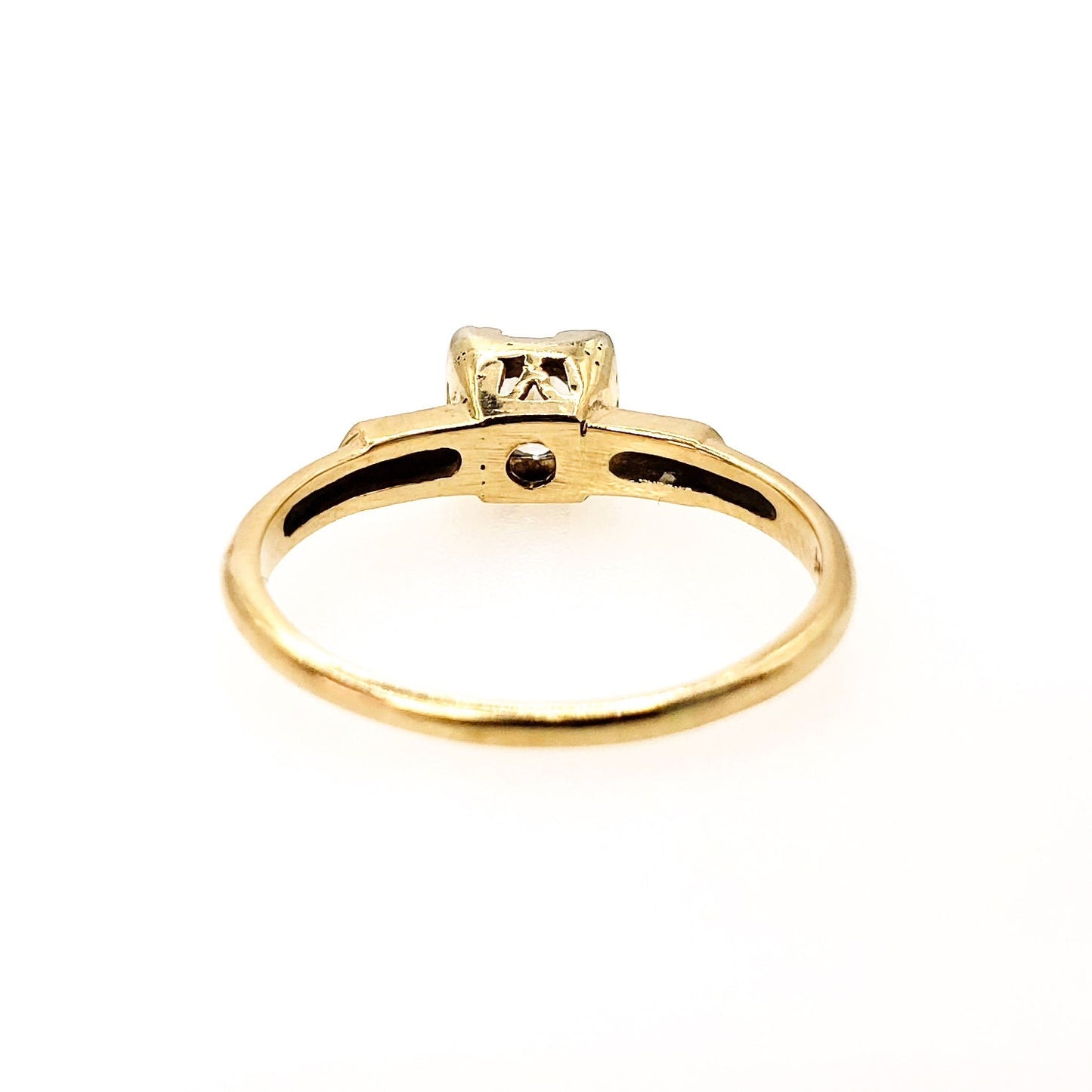 Vintage 1930s Art Deco Zircon, Yellow Gold Ring - 30s Clear Zircon and 14K Illusion Ring Size 6.75 - Deco Solitaire Gold Ring