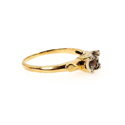 Vintage 1930s Art Deco Clear Zircon and 14k Yellow Gold Clear Illusion Ring Size 6.75