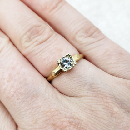 Vintage 1930s Art Deco Clear Zircon and 14k Yellow Gold Clear Illusion Ring Size 6.75