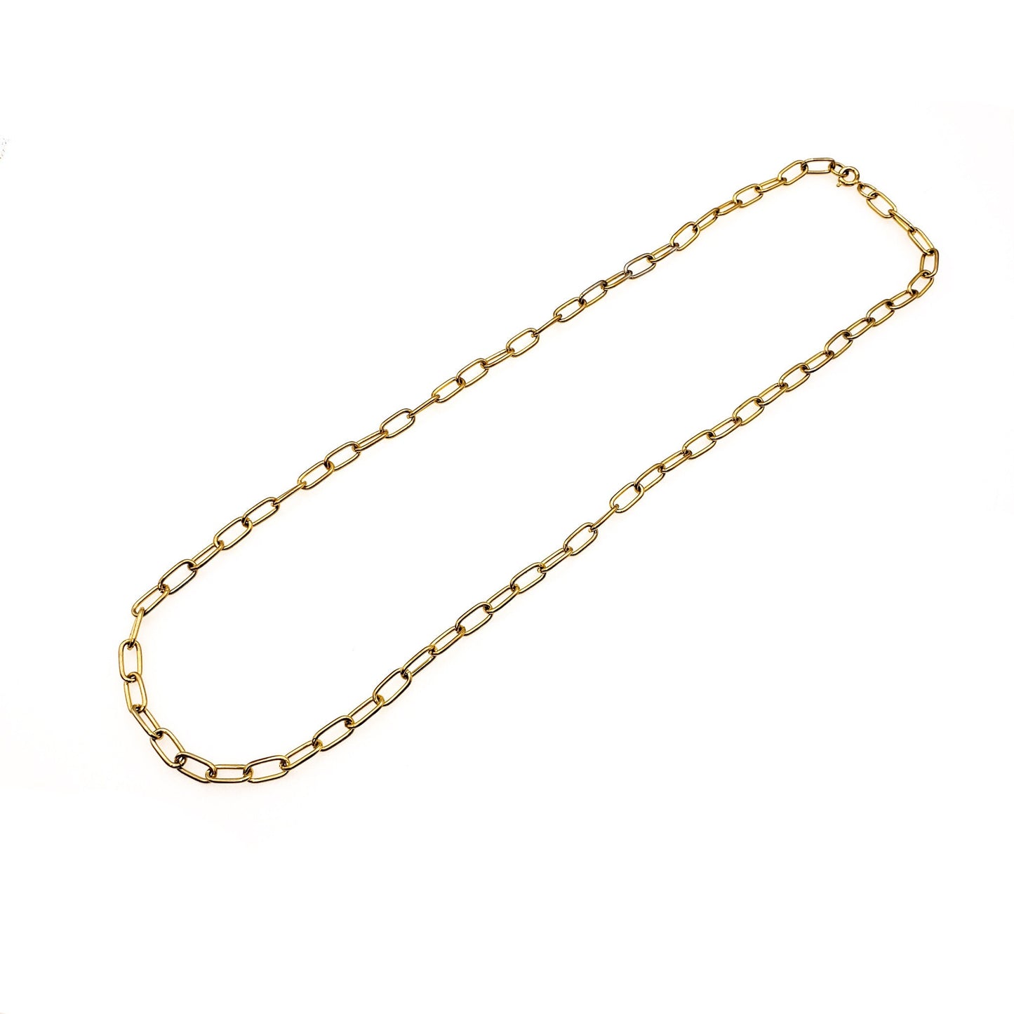 Vintage Gold Tone Chain - 1940s Gold Tone Cable Link Chain - Retro 40s Layering Chain Long 24" Necklace