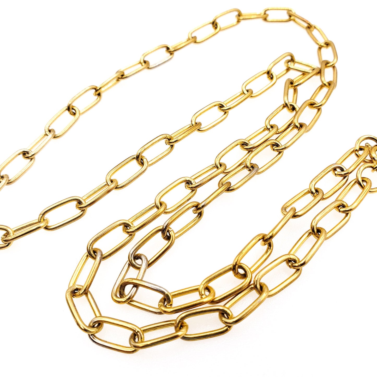 Vintage Gold Tone Chain - 1940s Gold Tone Cable Link Chain - Retro 40s Layering Chain Long 24" Necklace