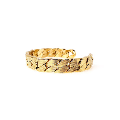 Vintage 1940s SPEIDEL Thick Gold Plate Textured Cuff 7" Bracelet with Original Box - 40s Signed Designer Gold Stackable Cuff