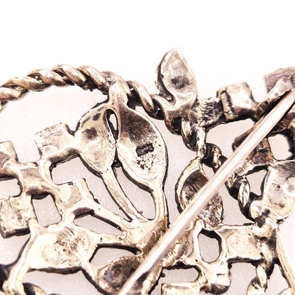 Vintage 1930s Sterling Silver and Marcasite Flower Basket Brooch