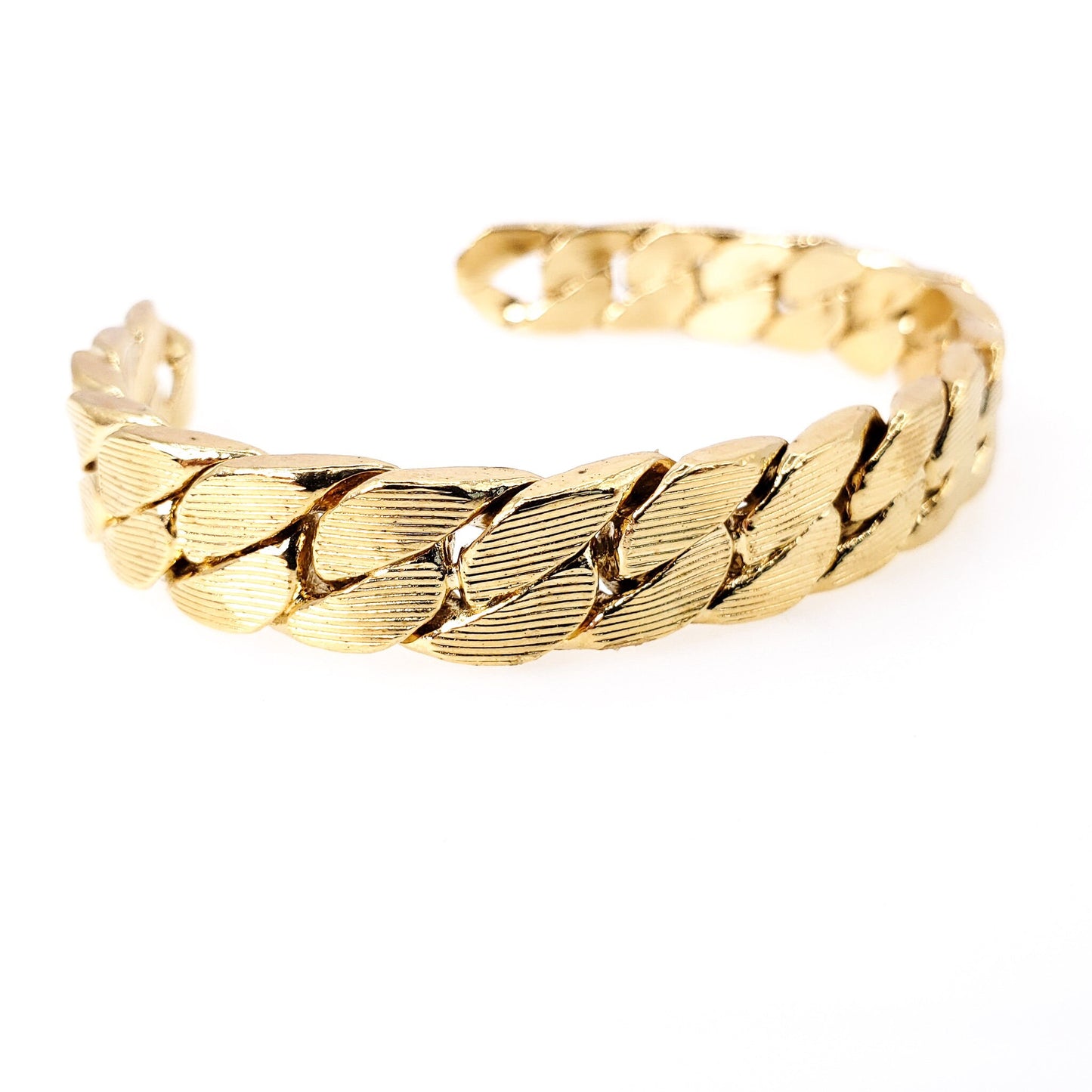 Vintage 1940s SPEIDEL Thick Gold Plate Textured Cuff 7" Bracelet with Original Box - 40s Signed Designer Gold Stackable Cuff