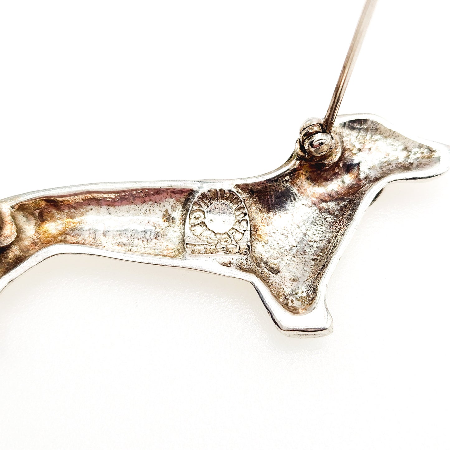 Vintage 1980s TAXCO Dachshund Dog Sterling Silver Brooch - 80s Mexico Silver Dog Brooch - Vintage Silver Figural Brooch