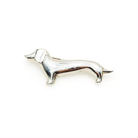 Vintage 1980s TAXCO Dachshund Dog Sterling Silver Brooch - 80s Mexico Silver Dog Brooch - Vintage Silver Figural Brooch