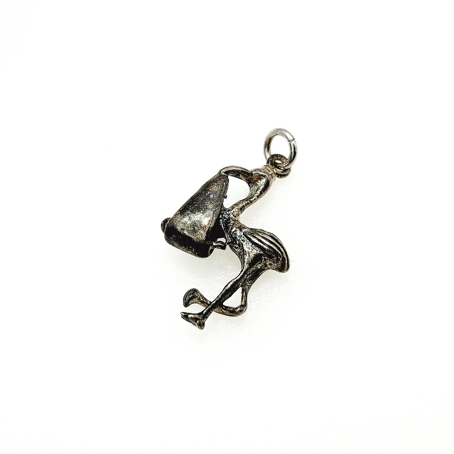 Vintage 1960s Sterling Silver Stork and Baby Bundle Charm - 60s Silver Stork and Baby Charm - Vintage Silver Baby Shower Gift