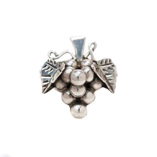 Vintage 1990s TAXCO Mexico Grape Bunch Wine Lover Sterling Silver Large Pinky Ring Size 4.25
