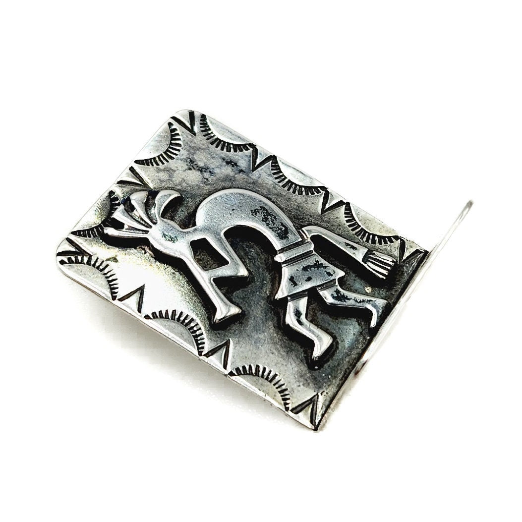 Vintage 1970s Sterling Silver Zuni Kokopelli Brooch - 70s Silver Unisex Posey Pin Brooch