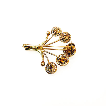 Vintage 1980s Red Shell and Blue Turquoise Vermeil Fan Tree Unisex Brooch