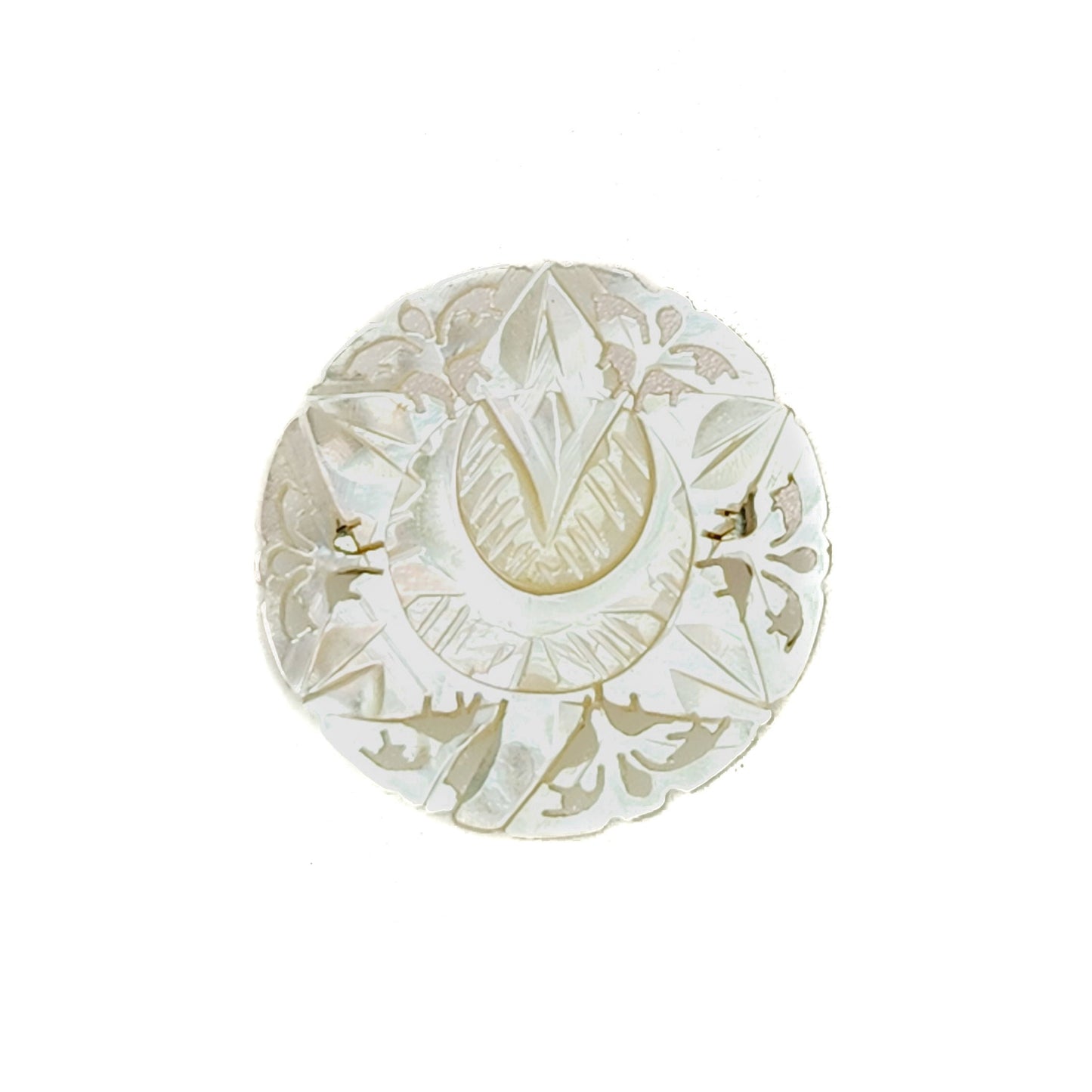 Vintage 1960s Mother of Pearl Brooch - BETHLEHEM Carved Shell Flower Large Brooch - White Mothers Day Brooch