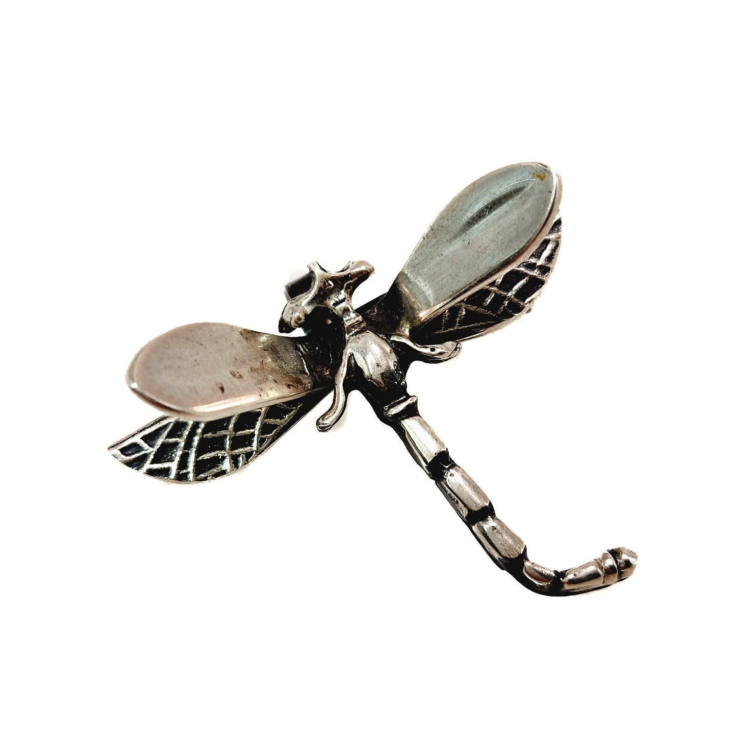 Vintage Sterling Dragon Fly Brooch and Necklace - 1960s Silver Dragonfly Bug Pin and Pendant Combination - Sterling Silver Bug Necklace