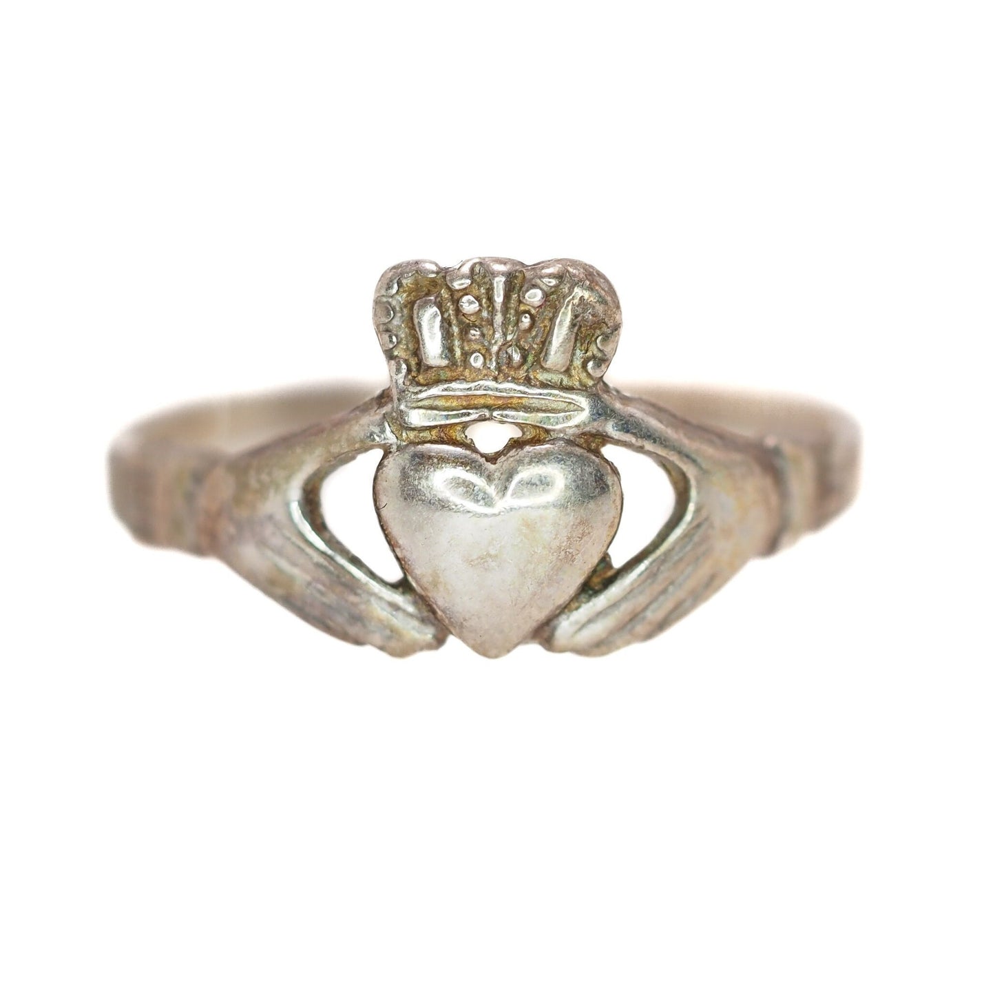 Vintage 1990s Sterling Silver Irish Claddagh Band Ring Size 5.25 - 90s Ireland Claddagh Silver Love Ring