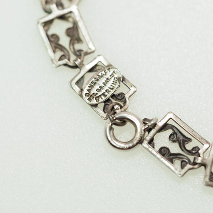 Vintage 1950s DANECRAFT Silver Scroll 16" Collar Choker Designer Necklace