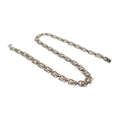 Vintage 1950s DANECRAFT Silver Scroll 16" Collar Choker Designer Necklace
