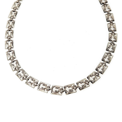 Vintage 1950s DANECRAFT Silver Scroll 16" Collar Choker Designer Necklace
