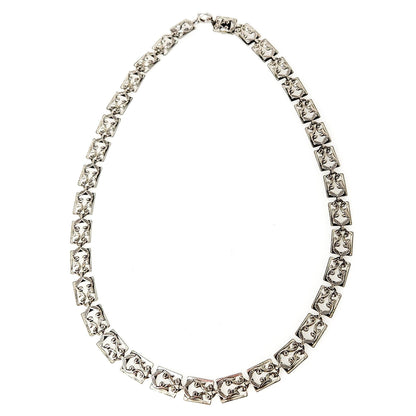 Vintage 1950s DANECRAFT Silver Scroll 16" Collar Choker Designer Necklace