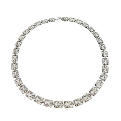 Vintage 1950s DANECRAFT Silver Scroll 16" Collar Choker Designer Necklace
