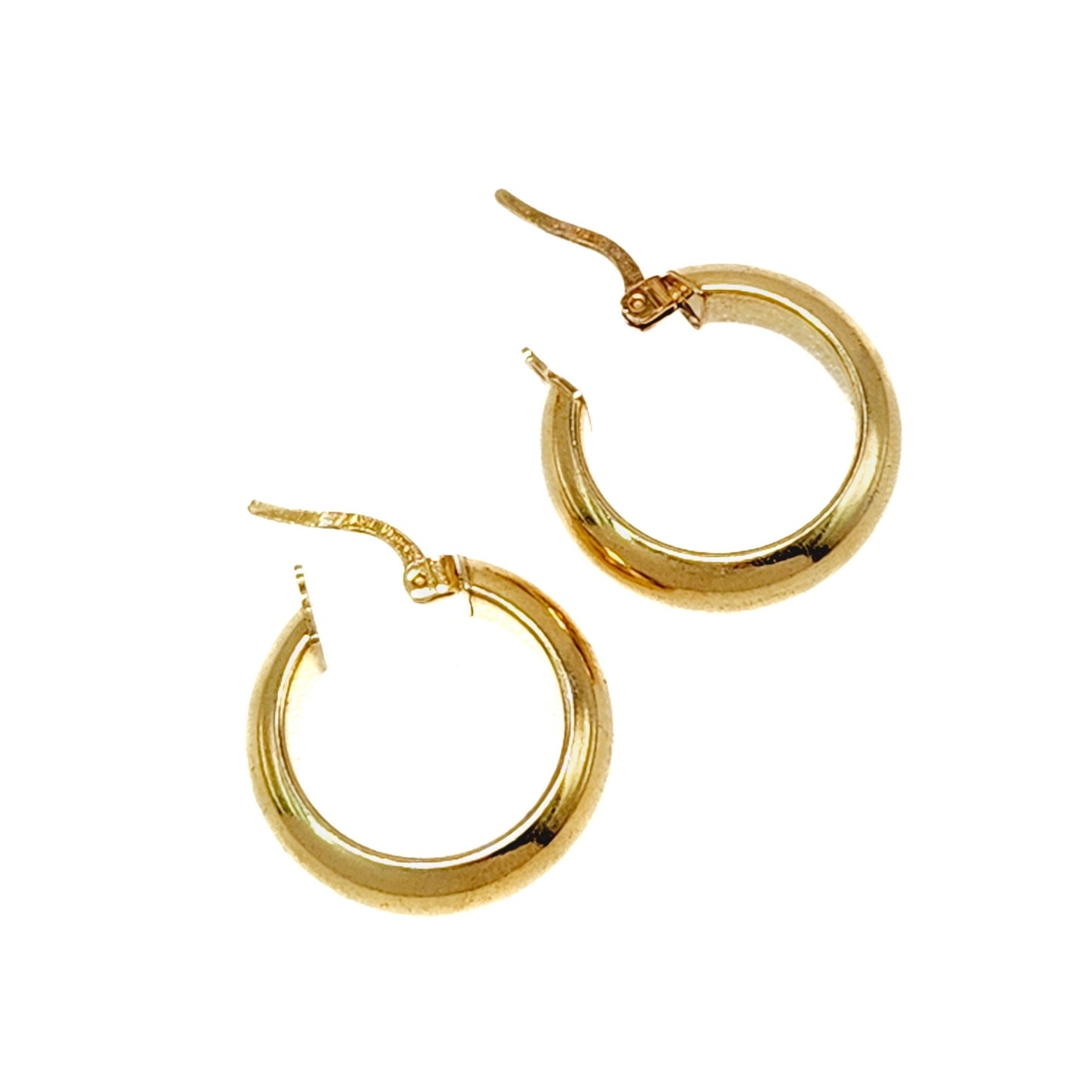 Vintage 1980s Vermeil Hoop Earrings - Yellow Gold Plate Dangle Hoop Pierced Earrings - Italian Gold Hoop Earrings