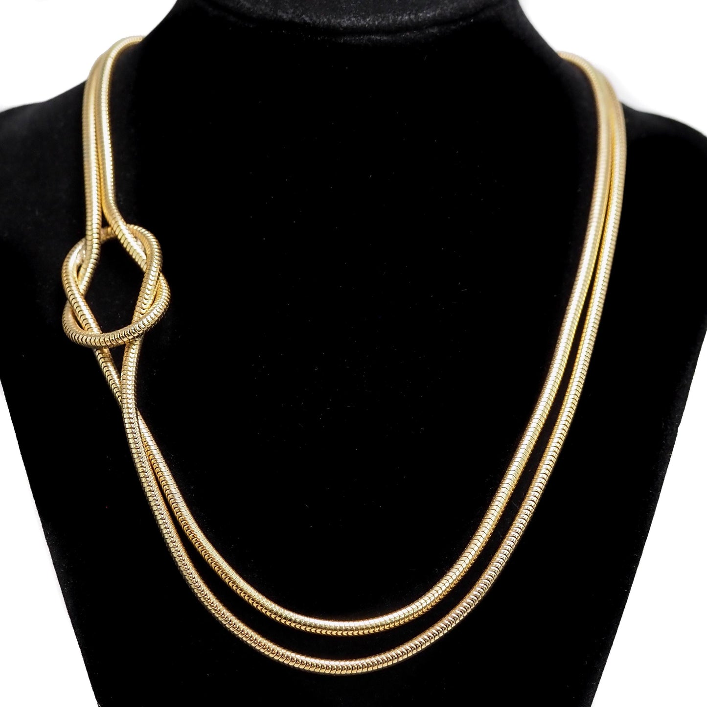 Vintage Gold Plate Double Strand Chain - 1940s Gold Plate Snake Chain - Retro 40s Knotted Chain 18" Necklace