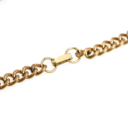 Antique 1900s Late Victorian Brass Fancy Drop Link Choker 15" Necklace
